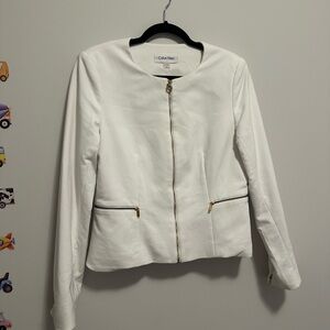 Calvin Klein White Blazer Structured Minimalist Design